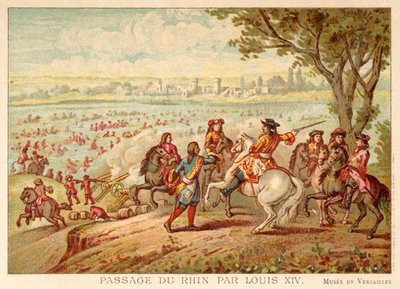 Louis XIV of France crossing the Rhine, 1672 (chromolitho) by Adam Frans van der Meulen